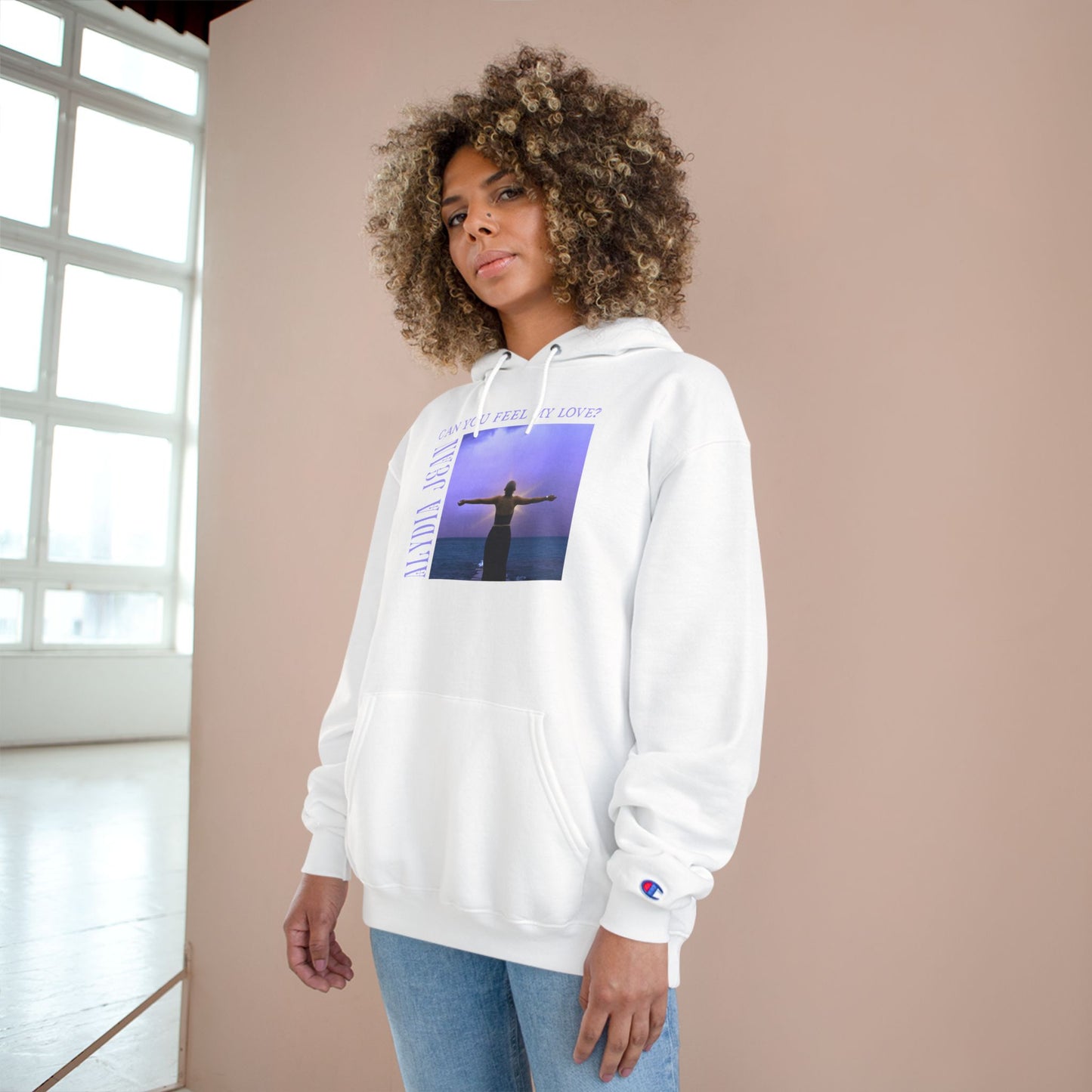 Can You Feel My Love? – Champion Hoodie (Designed by Alydia Jean)
