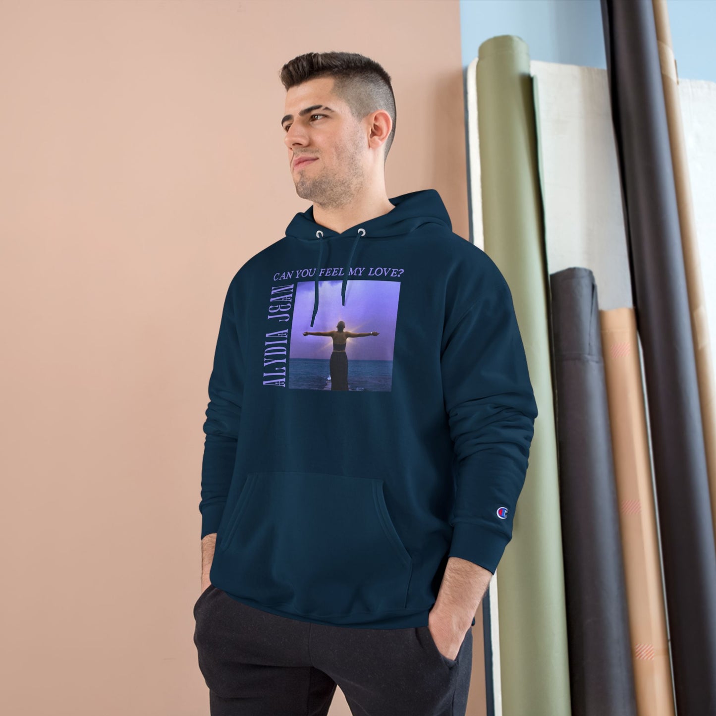 Can You Feel My Love? – Champion Hoodie (Designed by Alydia Jean)