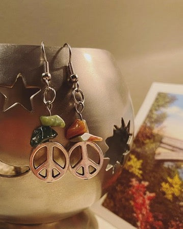 Peace Agate Earrings ☮️